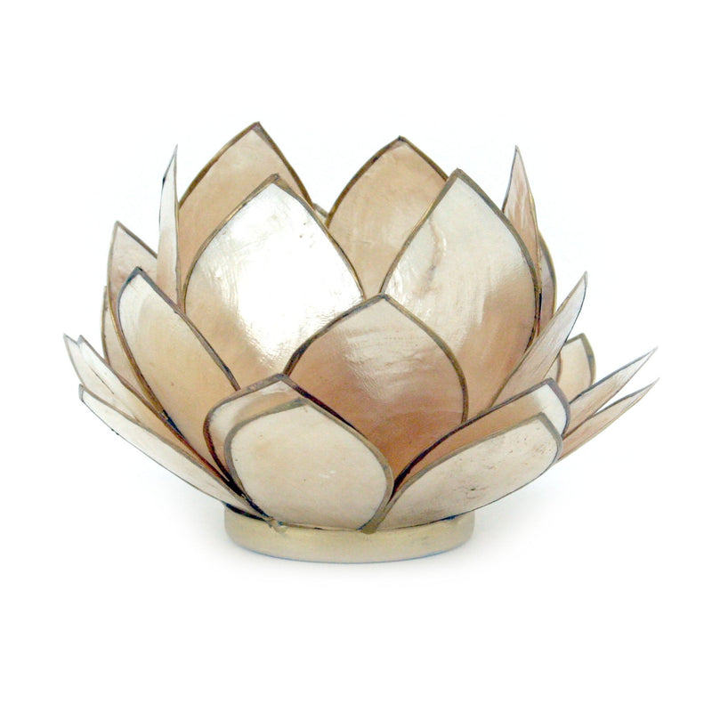 Smoke Brown Capiz Shell Opening Lotus Flower Bulb Tealight Candle Holder Image 1