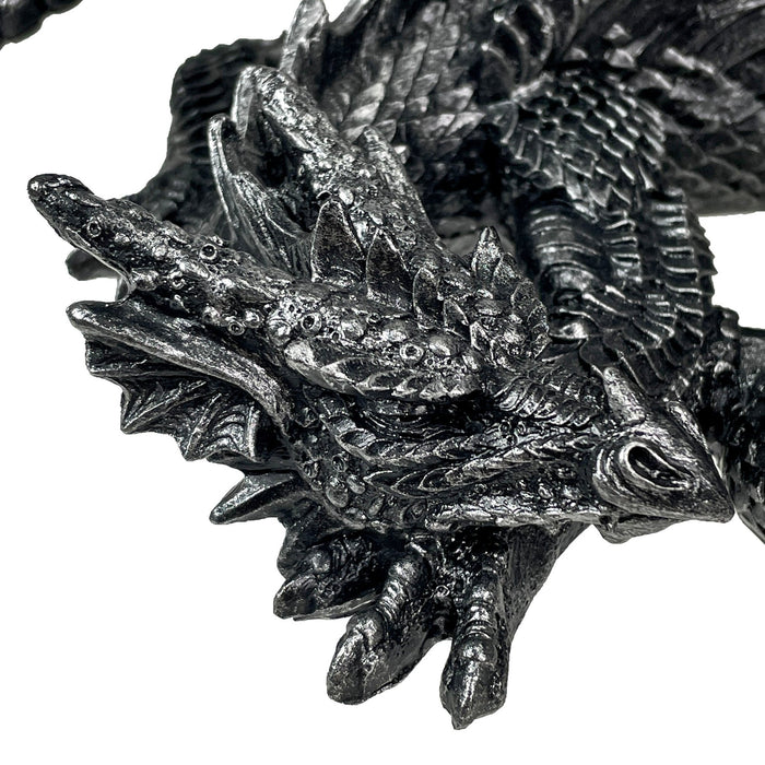 Somasaurus Metallic Black Sleeping Dragon Resin Statue – Gothic Fantasy Décor – 12 Inch Detailed Collectible Figurine for
