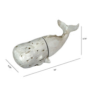 Sperm Whale Head and Tail Bookend Set, Off White Weathered Hand Painted Resin Nautical Bookends, 10 Inch Coastal Shelf Decor