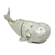 Sperm Whale Head and Tail Bookend Set, Off White Weathered Hand Painted Resin Nautical Bookends, 10 Inch Coastal Shelf Decor