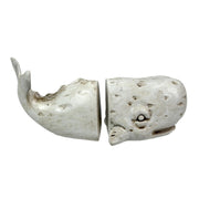 Sperm Whale Head and Tail Bookend Set, Off White Weathered Hand Painted Resin Nautical Bookends, 10 Inch Coastal Shelf Decor