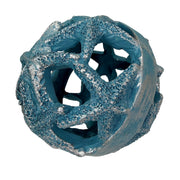 Zeckos Decorative Orbs Coastal 4 Inch Resin Decorative Balls Set of 3 with Starfish Openwork Design, Blue Aqua Sand and White