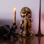 Steampunk Nautilus, Octopus Skull Fusion & Post-Apocalyptic Skull Statues – Retro-Futuristic Oceanic Sculptures with Bronzed