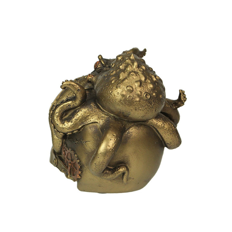 Steampunk Nautilus, Octopus Skull Fusion & Post-Apocalyptic Skull Statues – Retro-Futuristic Oceanic Sculptures with Bronzed