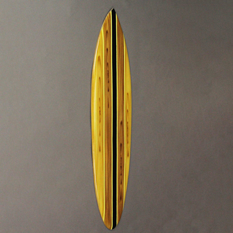 Brown - Image 2 - Striped Wooden Surfboard Wall Hanging 39 inch Beach Décor