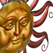 Celestial Sun, Moon, and Stars Tri-Color Metal Indoor-Outdoor Wall Décor 30 Inches Long, Evokes Cosmic Harmony and Adds