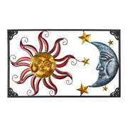 Celestial Sun, Moon, and Stars Tri-Color Metal Indoor-Outdoor Wall Décor 30 Inches Long, Evokes Cosmic Harmony and Adds