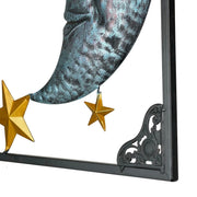 Celestial Sun, Moon, and Stars Tri-Color Metal Indoor-Outdoor Wall Décor 30 Inches Long, Evokes Cosmic Harmony and Adds