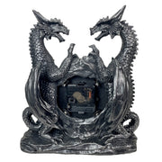 Twin Evil Dragons Antiqued Mantel Clock Table Desk Image 7