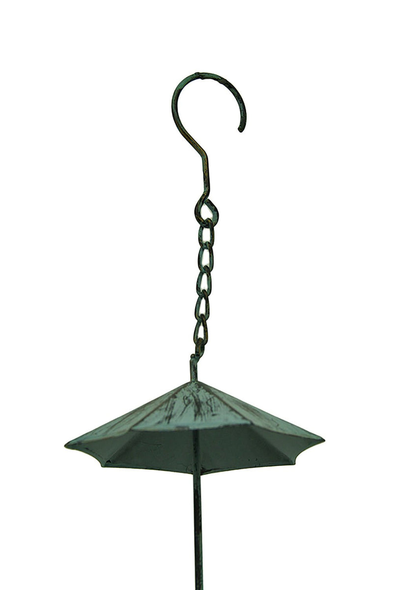 Verdigris Finish Metal Umbrellas Rain Chain w/Attached Hanger 48 Inch Image 2