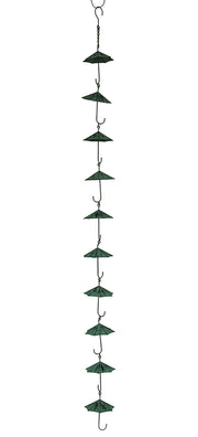 Verdigris Finish Metal Umbrellas Rain Chain w/Attached Hanger 48 Inch Image 1