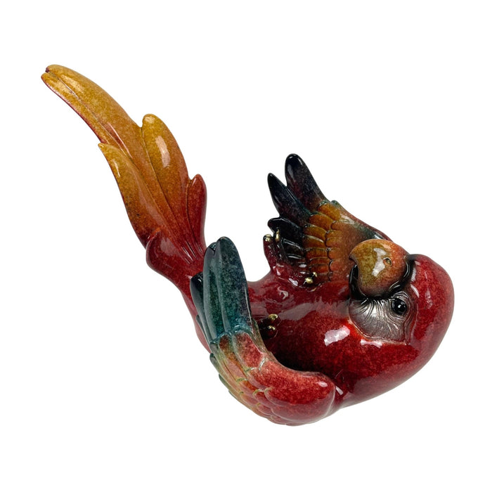Red - Image 1 - Vibrant Parrot Wine Bottle Holder – Tropical Resin Decor for Home – 6.25 Inches High, 9.25 Inches Long –