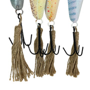 Vintage Metal Fishing Lure Wall Hangings - Set of 4 - Coastal Decor - Multicolor Finish with Jute Hangers - Nautical Wall Art
