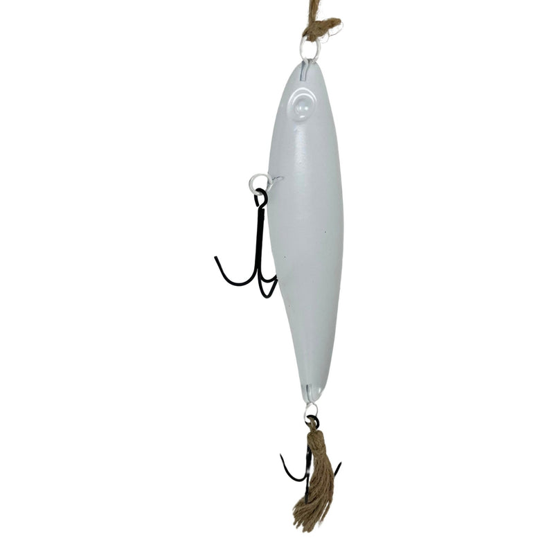 Vintage Metal Fishing Lure Wall Hangings - Set of 4 - Coastal Decor - Multicolor Finish with Jute Hangers - Nautical Wall Art