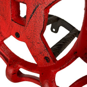 Vintage Outdoor Faucet Spigot Garden Hose Holder - Distressed Red Cast Iron - Decorative Wall-Mounted Hose Hanger - Holds 75