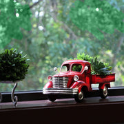 Vintage Red Truck Metal Planter – Rustic Decor for Indoors & Outdoors, 14” Nostalgic Farmhouse-Inspired Flower Display,