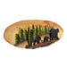 Walking Bear Family Wood Wall Sculpture, 31.5 x 9 Inch Rustic Oval Intarsia Forest Scene, Hand Carved Brown Wildlife Wall Art