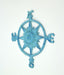 Weathered Blue Cast Iron Nautical Compass Rose Wall Hanging Image 2