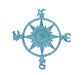 Weathered Blue Cast Iron Nautical Compass Rose Wall Hanging Image 1