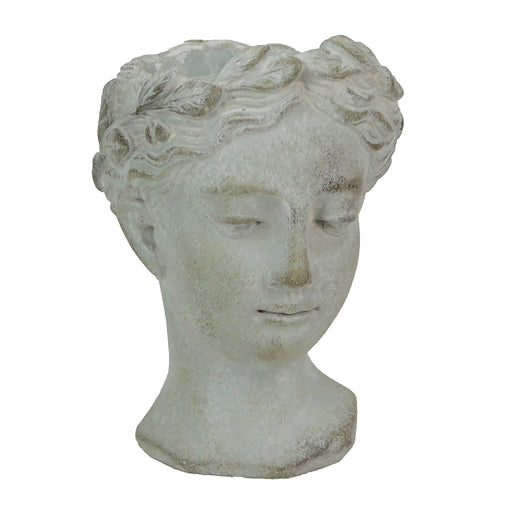 Weathered Gray Greek Lady Statue Wall Mount Cement Head Planter 6 Inches High Image 1