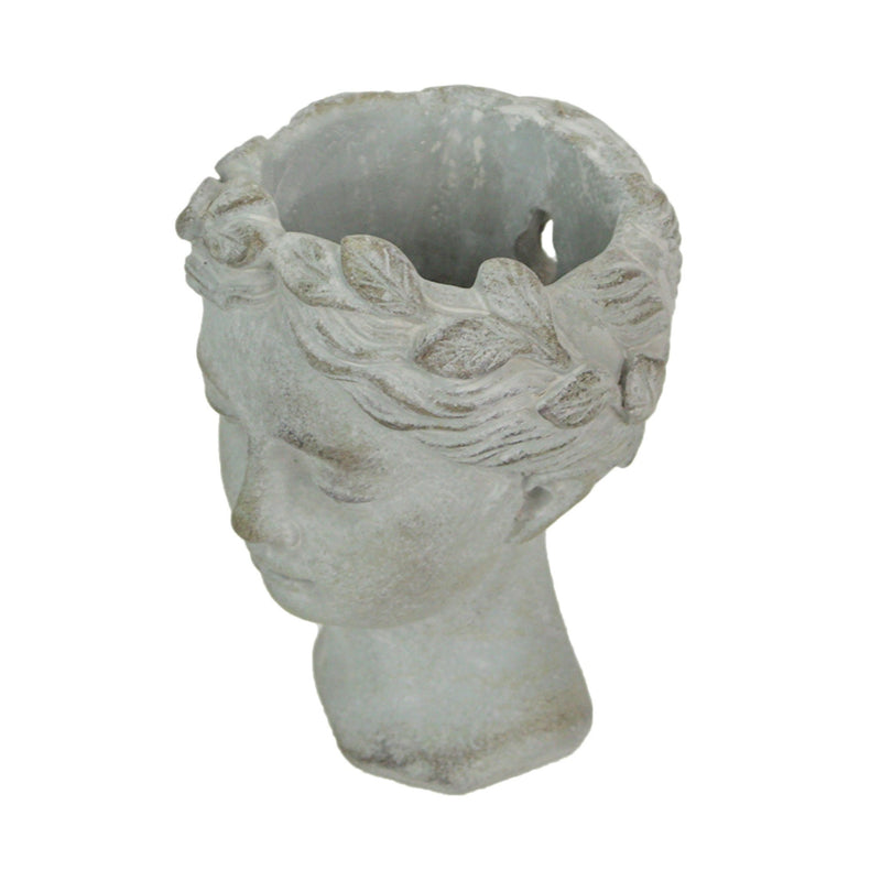 Weathered Gray Greek Lady Statue Wall Mount Cement Head Planter 6 Inches High Image 3