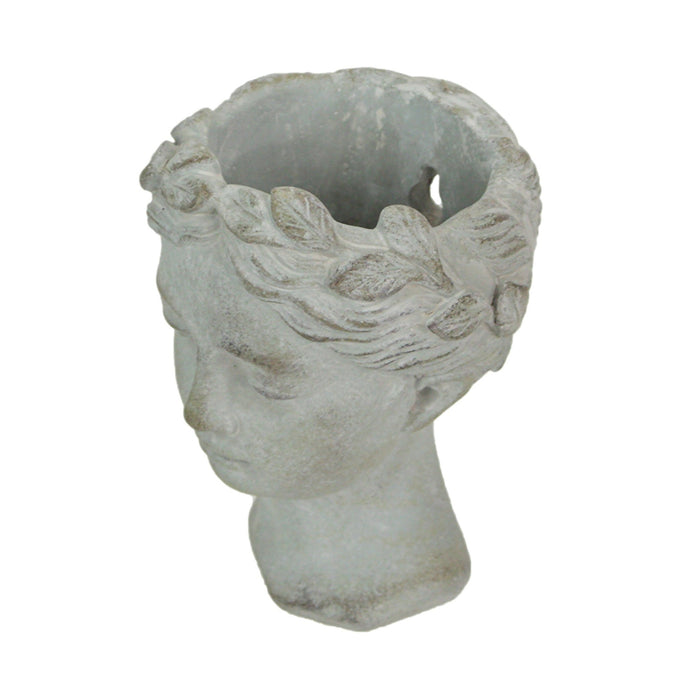 Weathered Gray Greek Lady Statue Wall Mount Cement Head Planter 6 Inches High Image 3