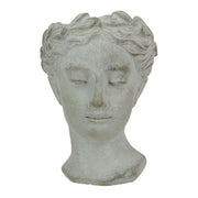 Weathered Gray Greek Lady Statue Wall Mount Cement Head Planter 6 Inches High Image 2