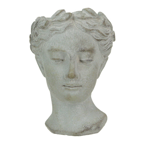 Weathered Gray Greek Lady Statue Wall Mount Cement Head Planter 6 Inches High Image 2