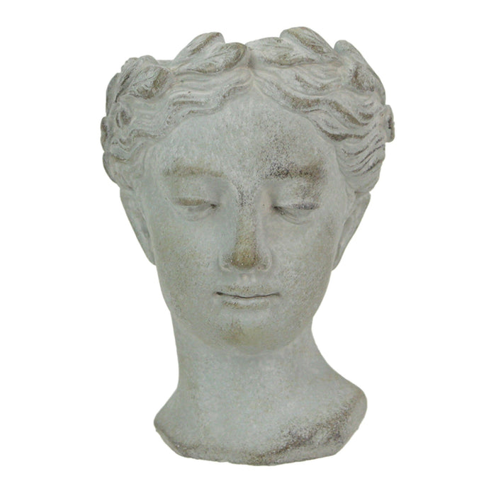 Weathered Gray Greek Lady Statue Wall Mount Cement Head Planter 6 Inches High Image 2