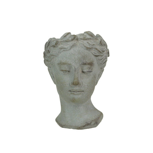 Weathered Gray Greek Lady Statue Wall Mount Cement Head Planter 6 Inches High Image 1