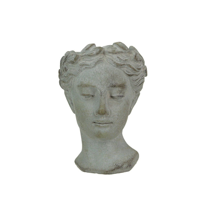 Weathered Gray Greek Lady Statue Wall Mount Cement Head Planter 6 Inches High Image 1