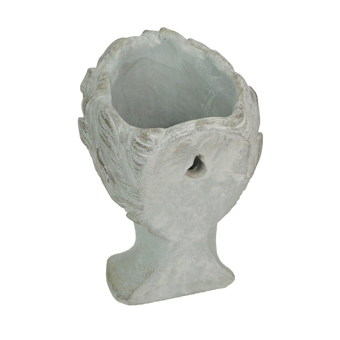 Weathered Gray Greek Lady Statue Wall Mount Cement Head Planter 6 Inches High Image 8