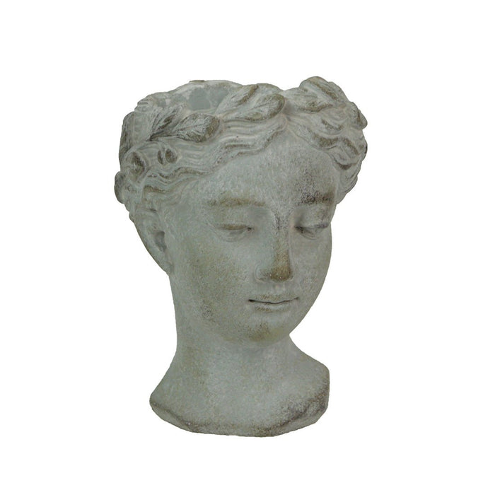 Weathered Gray Greek Lady Statue Wall Mount Cement Head Planter 6 Inches High Image 2