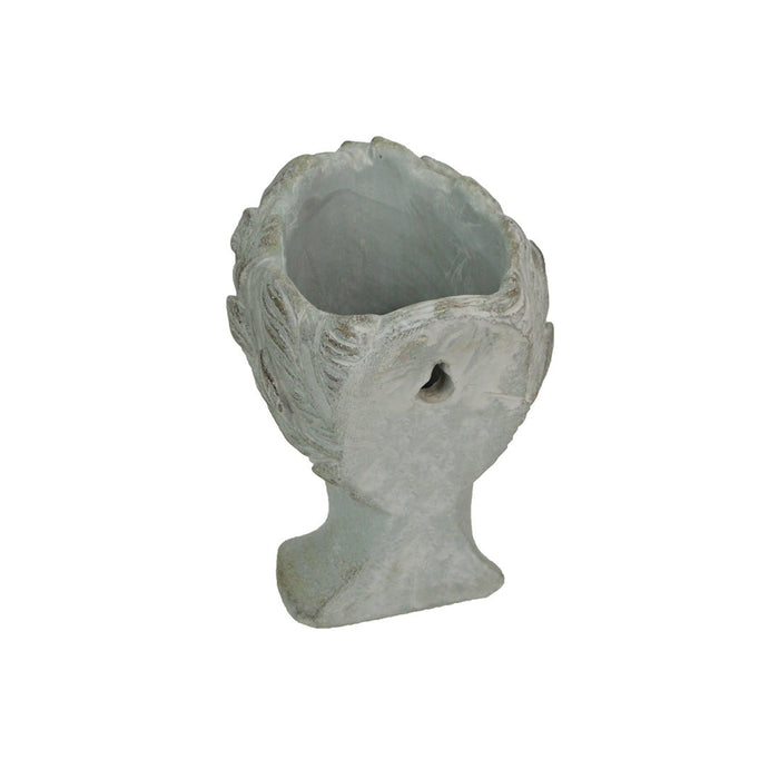 Weathered Gray Greek Lady Statue Wall Mount Cement Head Planter 6 Inches High Image 6