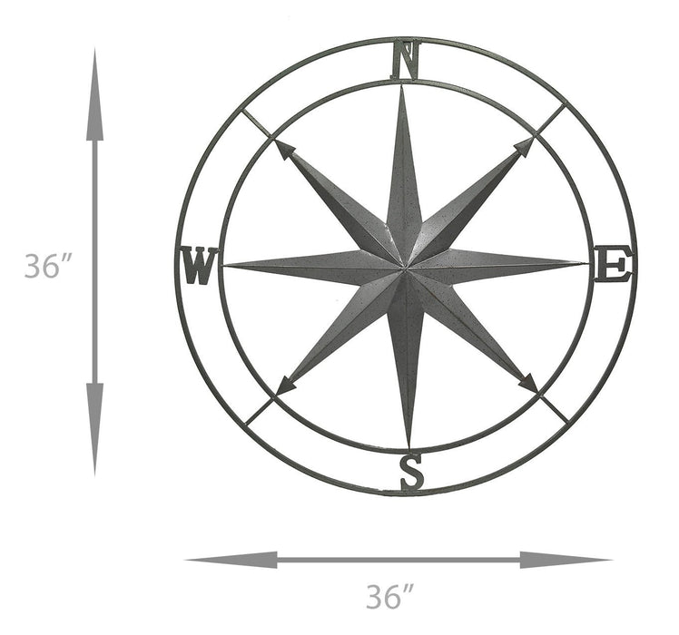 36 inch - Image 4 - Galvanized Zinc Finish Metal Indoor/Outdoor Nautical Compass Rose Wall Sculpture: A Striking 36-Inch