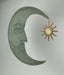 SUN - Image 2 - Verdigris Green Crescent Moon Wall Décor with Bronze Sun Dangler Accent - 25 Inches High - Enchanting