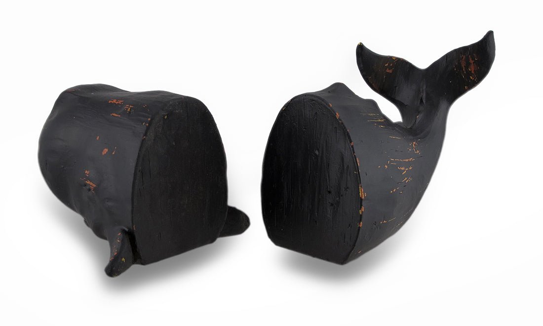 Whale Top and Tail Black Distressed Finish Bookends Set of 2 Image 3
