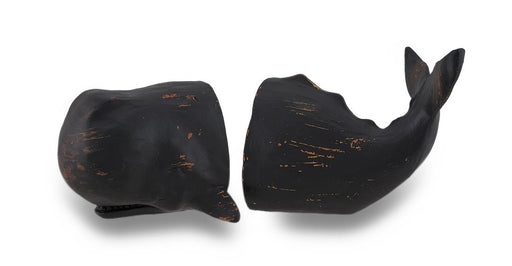 Whale Top and Tail Black Distressed Finish Bookends Set of 2 Image 1