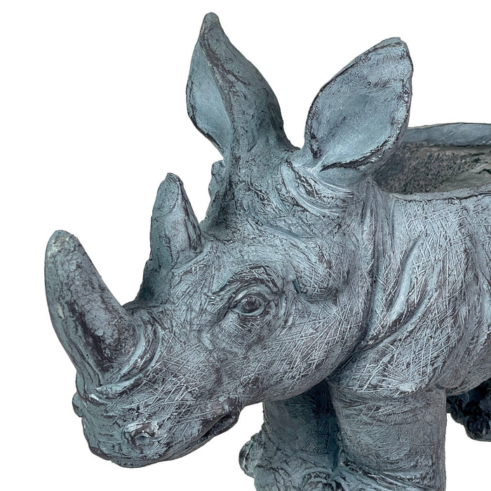 Grey - Image 3 - Charming Grey Rhino MGO Planter with Drain Holes, 18.5 inches - Weather-Resistant Magnesium Oxide for Garden