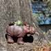 Brown - Image 7 - Charming Brown Hippo MGO Planter with Drain Hole, 17 inches - Durable Weatherproof Magnesium Oxide for