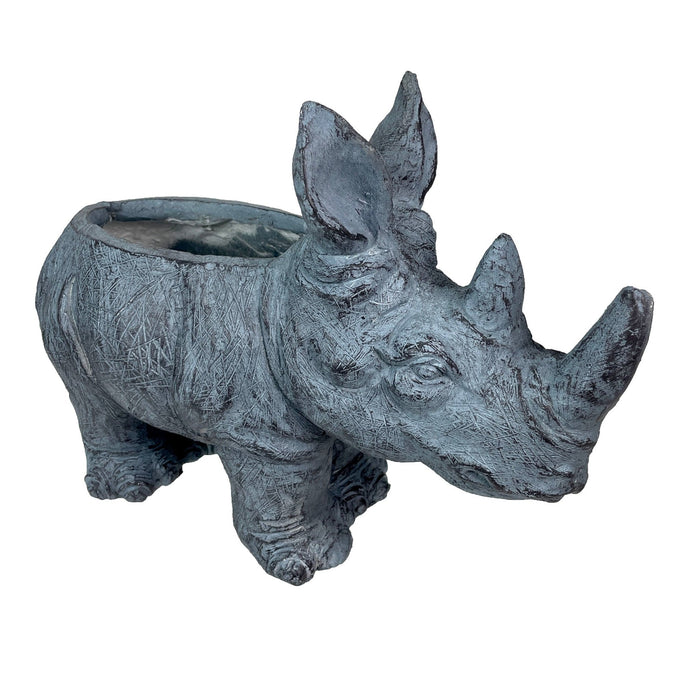 Grey - Image 1 - Charming Grey Rhino MGO Planter with Drain Holes, 18.5 inches - Weather-Resistant Magnesium Oxide for Garden