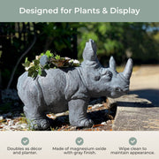 Grey - Image 6 - Charming Grey Rhino MGO Planter with Drain Holes, 18.5 inches - Weather-Resistant Magnesium Oxide for Garden