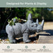 Grey - Image 6 - Charming Grey Rhino MGO Planter with Drain Holes, 18.5 inches - Weather-Resistant Magnesium Oxide for Garden