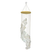 White Capiz Shell Wind Chime – Elegant 29-Inch Hanging Coastal Décor for Patio, Garden, Porch or Balcony, Soothing Melodic