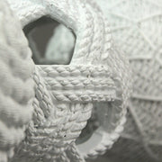White Orb Rope Decorative Balls – 4" Resin Coastal Accent Orbs for Home Décor – Perfect for Bowls, Baskets, and Centerpieces