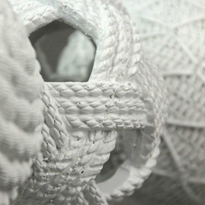 White Orb Rope Decorative Balls – 4" Resin Coastal Accent Orbs for Home Décor – Perfect for Bowls, Baskets, and Centerpieces