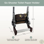Rustic Double Six Shooter Cowboy Toilet Paper Roll Holder - Western Bathroom Decor - Durable Resin Material - 9.5 Inches High