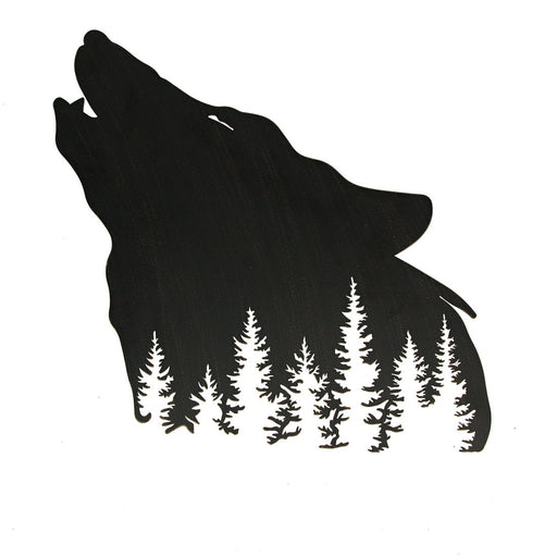 Black - Image 1 - Matte Black Finish Wolf Silhouette Cutout Metal Wall Sculpture: Striking 17-Inch Wall Art for Forest-Themed