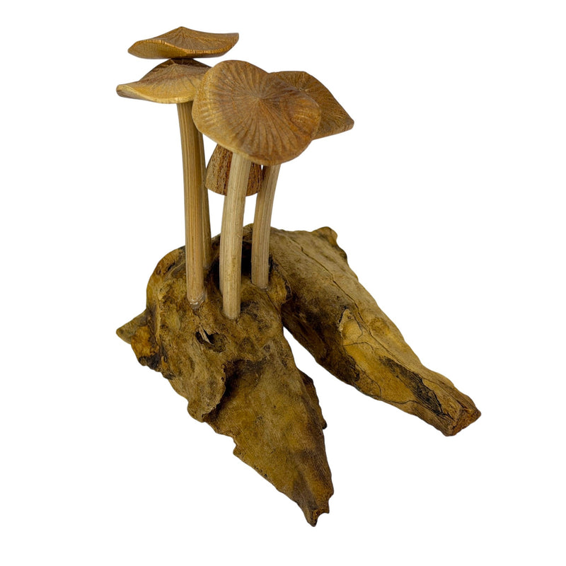 4.5 inches - Image 2 - Things2die4 Decorative Mushroom Figurine Sculpture in Natural Wood on Root Base, 4.5 Inch Freestanding