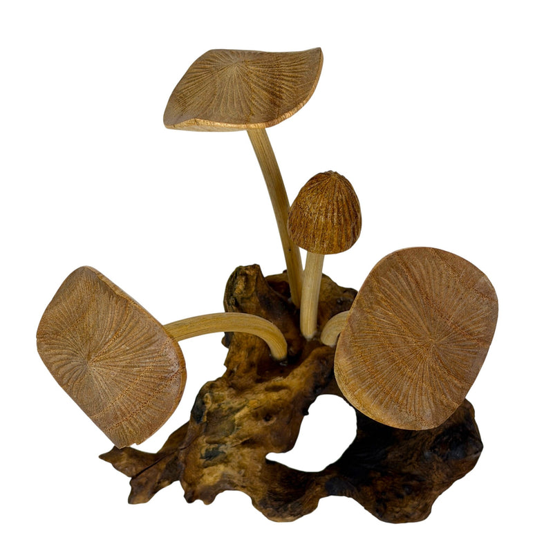 6 inches - Image 4 - Things2die4 Decorative Mushroom Figurine in Natural Wood on Root Base, Freestanding Nature-Inspired